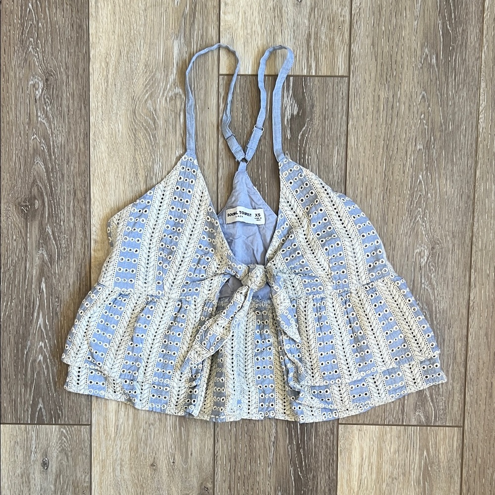 Chic Light Blue Eyelet Camisole Top